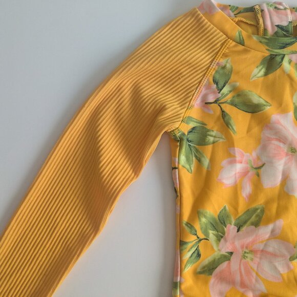 Girls' Floral Print Long Sleeve Back-Zip One Piece Rash Guard art class S PLAY - Picture 5 of 9